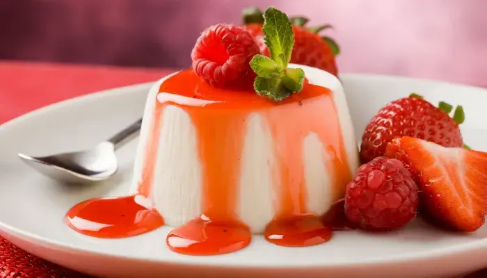 Panna Cotta perfeita com calda de frutas vermelhas